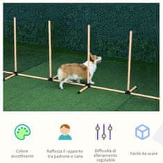 PAWHUT komplet za urjenje psov agility s slalomom, nastavljivimi ovirami, piščalko in torbo za
prenašanje