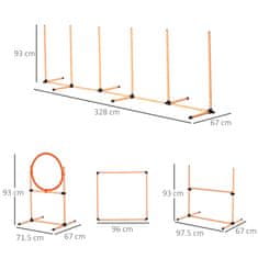 PAWHUT komplet za urjenje psov agility s slalomom, nastavljivimi ovirami, piščalko in torbo za
prenašanje