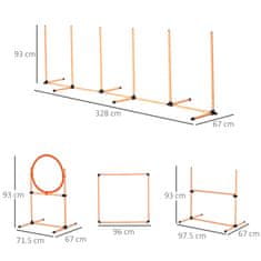 PAWHUT komplet za urjenje psov agility s slalomom, nastavljivimi ovirami, piščalko in torbo za
prenašanje