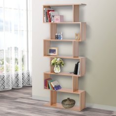 HOMCOM moderno oblikovana lesena knjižna omara s 6 policami, naraven les, 80 × 23 × 192cm