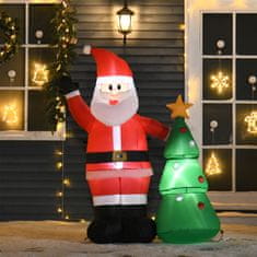 HOMCOM HOMCOM 150 cm napihljiv oče božič z drevesom, zunanja božična dekoracija z lučkami LED, poliester, vodoodporen IP44