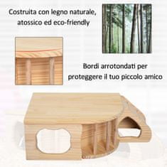 PAWHUT hišica za igro za glodavce in male živali iz naravnega jelovega lesa, dodatek za
kletko, 60x37x19,7 cm