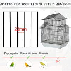PAWHUT kletka za ptice iz kovine in
plastike z ročajem za prenašanje in
odstranljivim pladnjem,
51x40x67cm