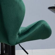 HOMCOM HOMCOM Komplet 2 barskih stolčkov, nastavljiva višina s kovinsko podlago in žametnim sedežem, sodobni stolčki z naslonom za hrbet in noge, 46x48x83-104 cm, zelena