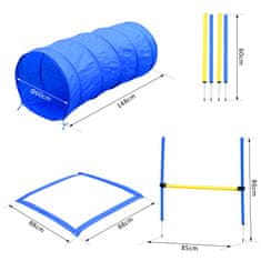 PAWHUT komplet za trening agilityja za pse s predorom, slalomom in ovirami, torba za
prenašanje, rumena in
modra