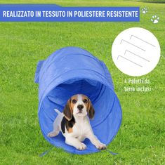 PAWHUT komplet za trening agilityja za pse s predorom, slalomom in ovirami, torba za
prenašanje, rumena in
modra