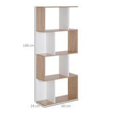 HOMCOM HOMCOM Design knjižna omara Moderna lesena pisarniška polica s 4 policami 60×24×148cm