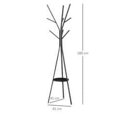 HOMCOM Talni obešalnik za plašče sodoben pokončen za vhod črn 45x45x180cm