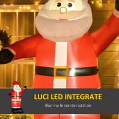 HOMCOM HOMCOM Napihljivi oče Božiček 248 cm zunanja božična dekoracija z lučkami LED, napihovalnikom in pripomočki za pritrditev