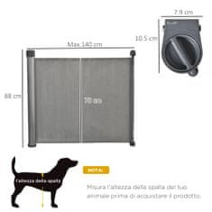 PAWHUT PawHut varnostna pasja vrata, raztegljiva do 140 cm, dvižna ovira za vrata, stopnice, hodnike, siva