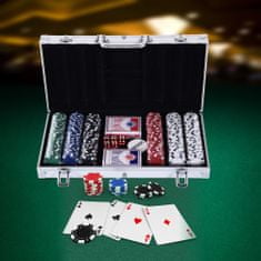 HOMCOM Profesionalni aluminijasti poker kovček, poker set s 300 žetoni in 2 kompleta za Texas Hold'em in Blackjack