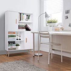 HOMCOM Večnamenska knjižna omara z 2 vrati za dnevno sobo iz ivernih plošč 80 x 23,5 x 123 cm bela