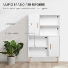HOMCOM Večnamenska knjižna omara z 2 vrati za dnevno sobo iz ivernih plošč 80 x 23,5 x 123 cm bela