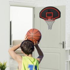 HOMCOM Stenska košarkarska košarka s tablo, najlonsko mrežo in kovinskim košem, 71x45x47cm, rdeča in Črna
