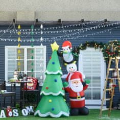HOMCOM HOMCOM Velikansko napihljivo božično drevo 243 cm z lučkami LED in očetom božičem, vodoodporna zunanja božična dekoracija