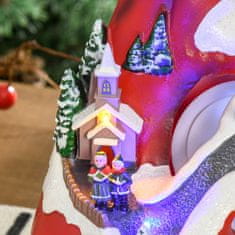 HOMCOM HOMCOM Svetla božična vas s 4 smučarji in 8 zvoki, božična dekoracija z barvnimi lučkami LED
