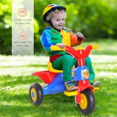 HOMCOM tricikel s pedali, 3 kolesi in rogom za otroke plastika pp 60 × 42 × 45cm barvni