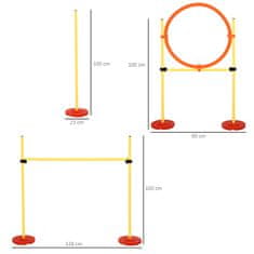 PAWHUT agility set za pse 3 vaje:
slalom, ovire, obroč, za šolanje psov, prenosni, 2,5 kg, rumena in rdeča barva