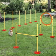 PAWHUT agility set za pse 3 vaje:
slalom, ovire, obroč, za šolanje psov, prenosni, 2,5 kg, rumena in rdeča barva
