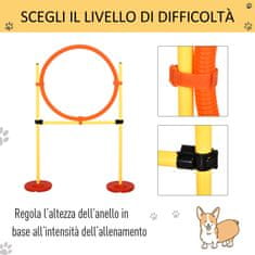 PAWHUT agility set za pse 3 vaje:
slalom, ovire, obroč, za šolanje psov, prenosni, 2,5 kg, rumena in rdeča barva