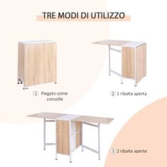 HOMCOM večnamenska zložljiva oblikovalska miza s 4 predali 169 × 62 ×
75 cm