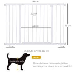 PAWHUT raztegljiva varnostna pasja vrata 76- 107 cm, kovina in plastika