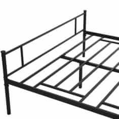 HOMCOM 145x211x106cm Jekleni okvir za posteljo in pol, Vgrajene letvice in vzglavje, spodnji prostor za Zabojniki, črni