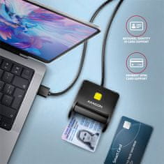 AXAGON CRE-SM3N, USB-A FlatReader kontaktni čitalnik kartic Pametna kartica (eObčanka), kabel 1,3 m
