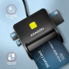 AXAGON CRE-SM3SD, USB-A FlatReader Bralnik pametnih kartic (eCard) + SD/microSD/SIM, 1,3 m kabel