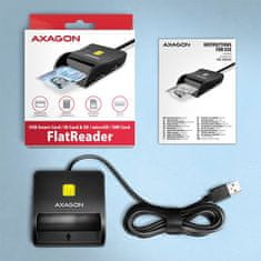 AXAGON CRE-SM3SD, USB-A FlatReader Bralnik pametnih kartic (eCard) + SD/microSD/SIM, 1,3 m kabel