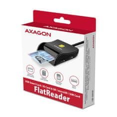 AXAGON CRE-SM3SD, USB-A FlatReader Bralnik pametnih kartic (eCard) + SD/microSD/SIM, 1,3 m kabel