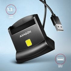 AXAGON CRE-SM4N, USB-A StandReader kontaktni bralnik kartic Pametna kartica (eObčanka), kabel 1,3 m