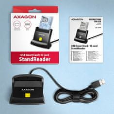 AXAGON CRE-SM4N, USB-A StandReader kontaktni bralnik kartic Pametna kartica (eObčanka), kabel 1,3 m