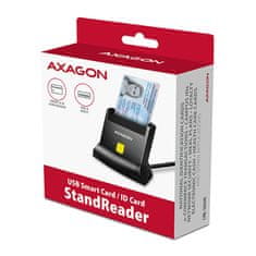 AXAGON CRE-SM4N, USB-A StandReader kontaktni bralnik kartic Pametna kartica (eObčanka), kabel 1,3 m