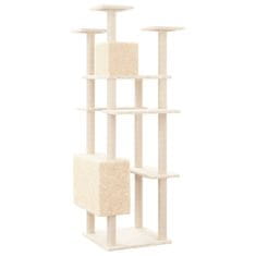 Vidaxl Mačje drevo s praskalniki iz sisala krem 162 cm