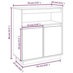 Vidaxl Komoda medeno rjava 70x34x80 cm trdna borovina