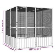 Vidaxl Ptičja kletka siva 213,5x217,5x211,5 cm pocinkano jeklo