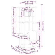 shumee Mačje drevo s praskalniki iz sisala krem 162 cm