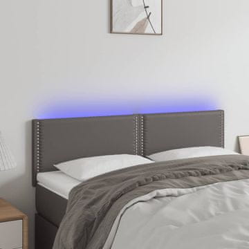 Vidaxl vidaXL Vzglavje za posteljo z LED osvetlitvijo sivo 144x5x78/88 cm umetno usnje