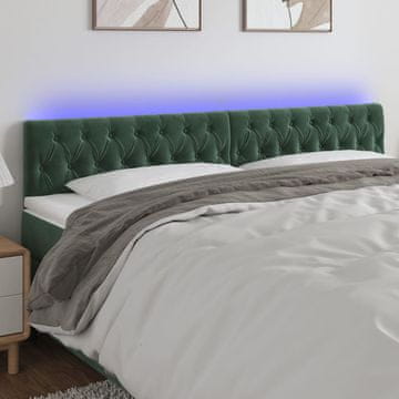 Vidaxl vidaXL Vzglavje postelje z LED diodo temno zeleno 180x7x78/88 cm žamet
