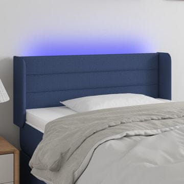 Vidaxl vidaXL Vzglavje postelje z LED modro 83x16x78/88 cm blago