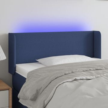 Vidaxl vidaXL Vzglavje postelje z LED modro 103x16x78/88 cm blago