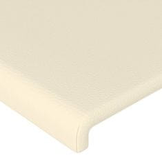 Vidaxl LED posteljno vzglavje krem 100x5x118/128 cm umetno usnje