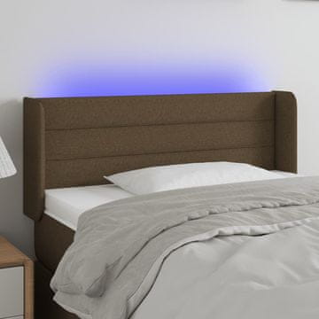 Vidaxl vidaXL Vzglavje postelje z LED diodo temno rjavo 93x16x78/88 cm blago