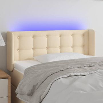 Vidaxl vidaXL Vzglavje postelje z LED diodami kremne barve 103x16x78/88 cm blago