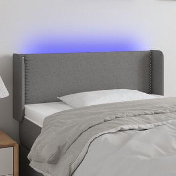 Vidaxl vidaXL Vzglavje postelje z LED diodo temno sivo 103x16x78/88 cm blago