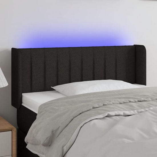 shumee LED posteljno vzglavje črno 93x16x78/88 cm blago