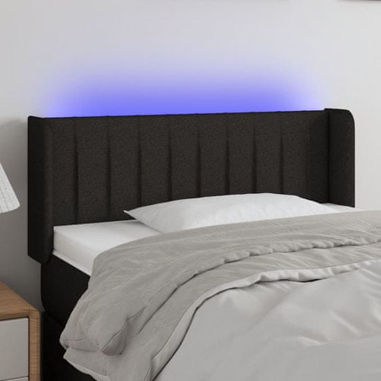 Vidaxl LED posteljno vzglavje črno 93x16x78/88 cm blago