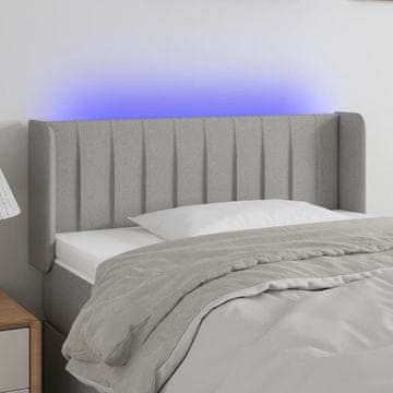 Vidaxl vidaXL Vzglavje postelje z LED svetlo sivo 93x16x78/88 cm blago