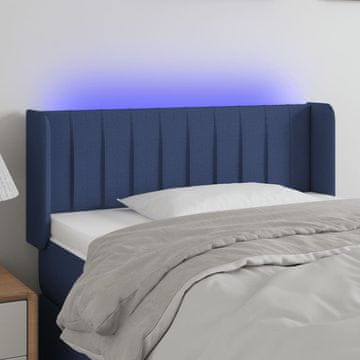 Vidaxl vidaXL Vzglavje postelje z LED modro 103x16x78/88 cm blago